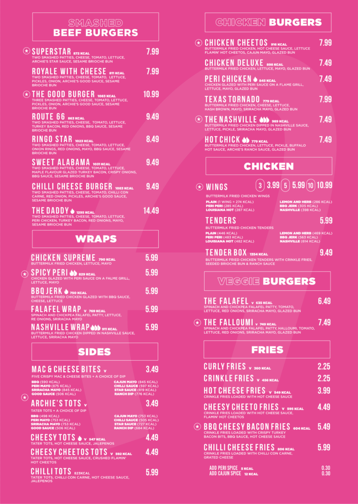 Menu - Archies